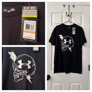 Under Armour charged cotton heat gear performance t-shirt black skeleton head S